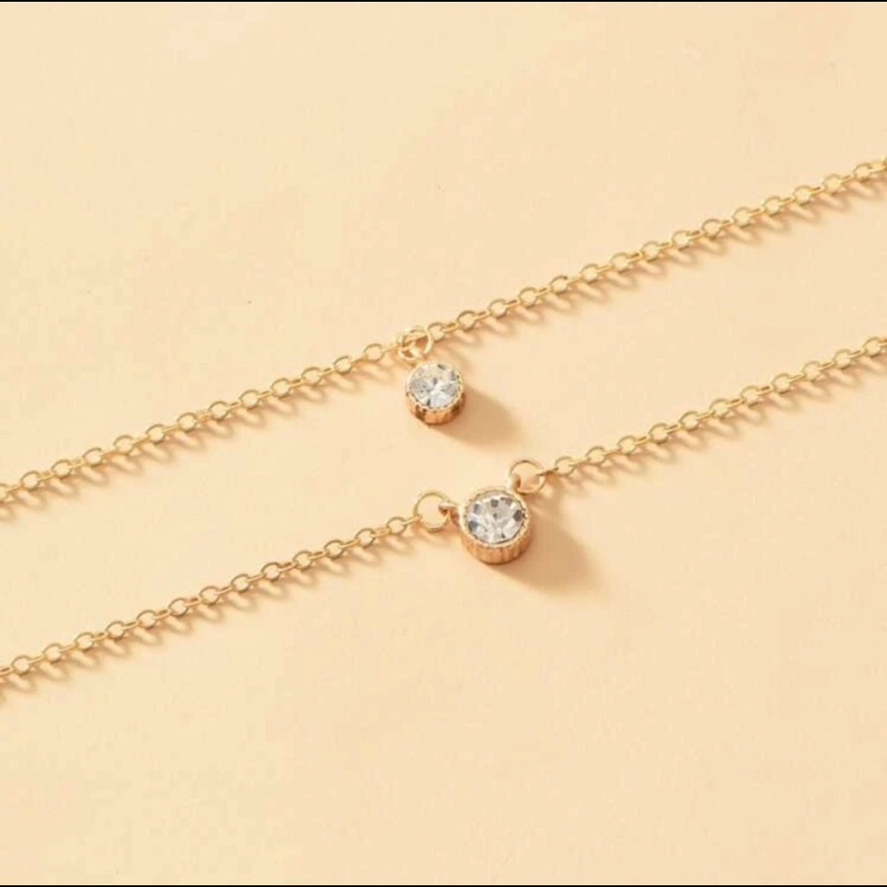 Gold Layered Rhinestone Necklace - Picture 4 of 4